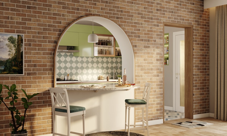 A foldable countertop on a pass-through window adds extra prep and serving space.
