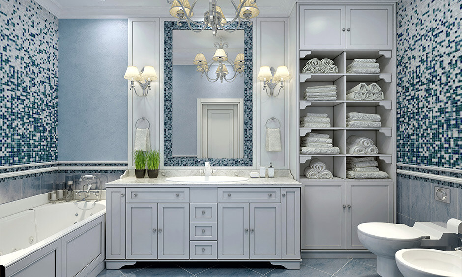 Latest master bathroom trends with sustainable pastel colours for a peaceful, airy atmosphere.