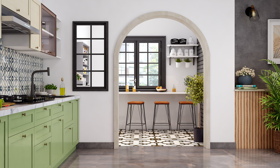 Kitchen with accent floors and semi-modular design elements
