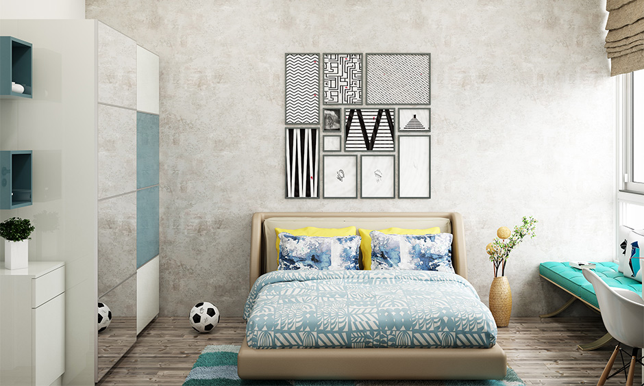 Mirrors on sliding closet doors in a child's room create playful reflections and enhance the sense of space.