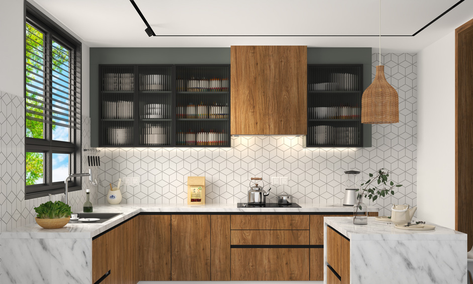 A charming semi-modular kitchen that blends functionality with timeless elegance