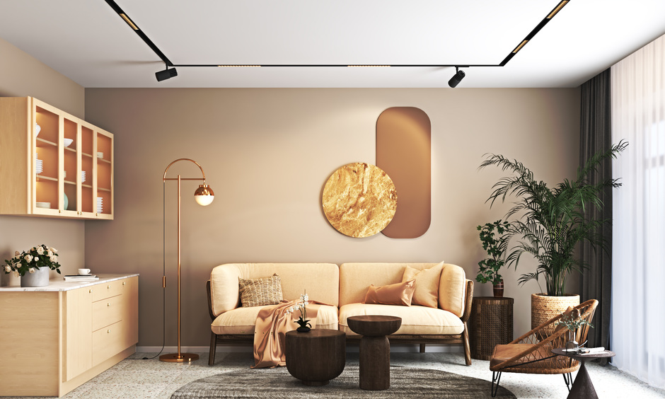 Variety of types of lighting in interior design enhancing a modern living space.