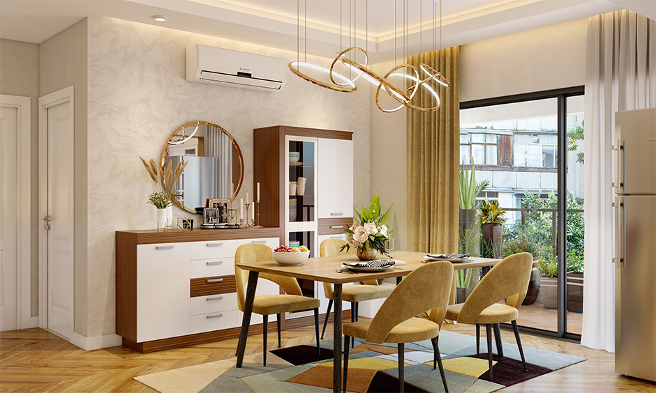 Statement chandeliers and designer lighting add glamour to luxury apartment interiors