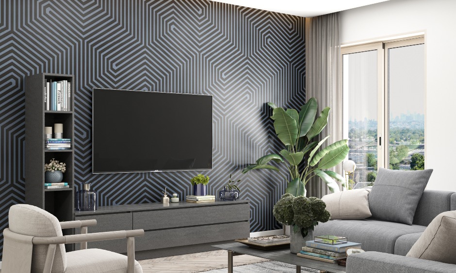 Stylish accent wall showcasing bold colour and texture in modern home renovation design.