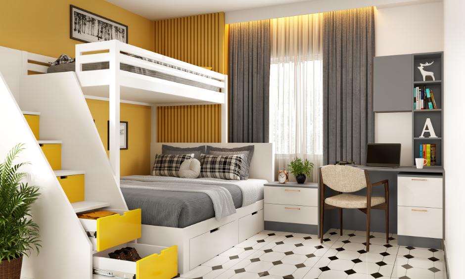 Master bedroom decorating idea for small room: multi-functional furniture maximizes space and comfort.