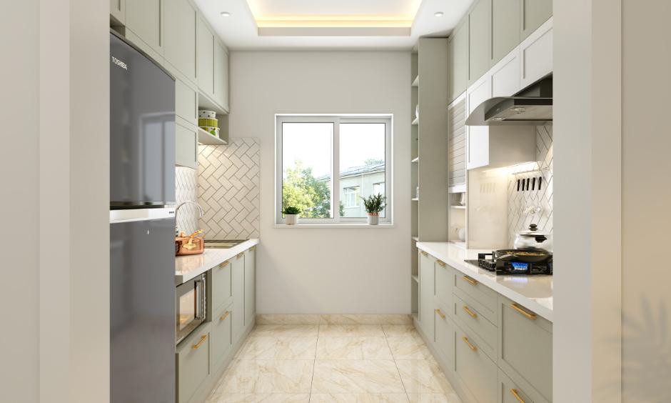 Clean white tile backsplash in a well-lit kitchen with easy-to-maintain surfaces.